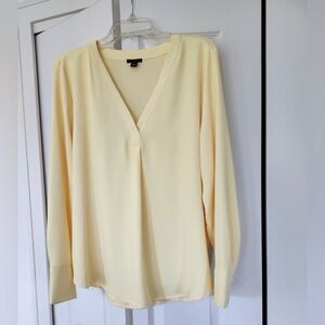 Ann Taylor Mixed Media Pleat Front Top